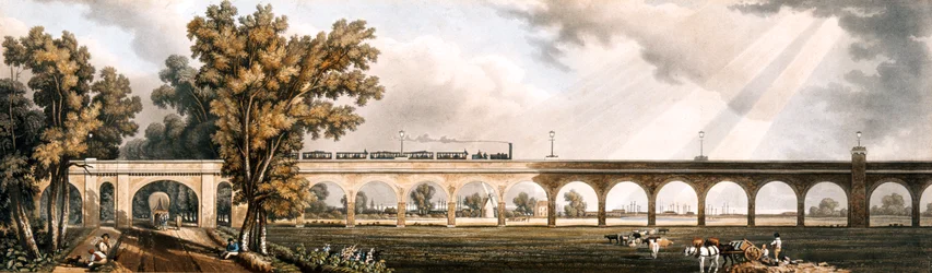 London to Greenwich Railroad showing the viaduct, engineered by George Landman